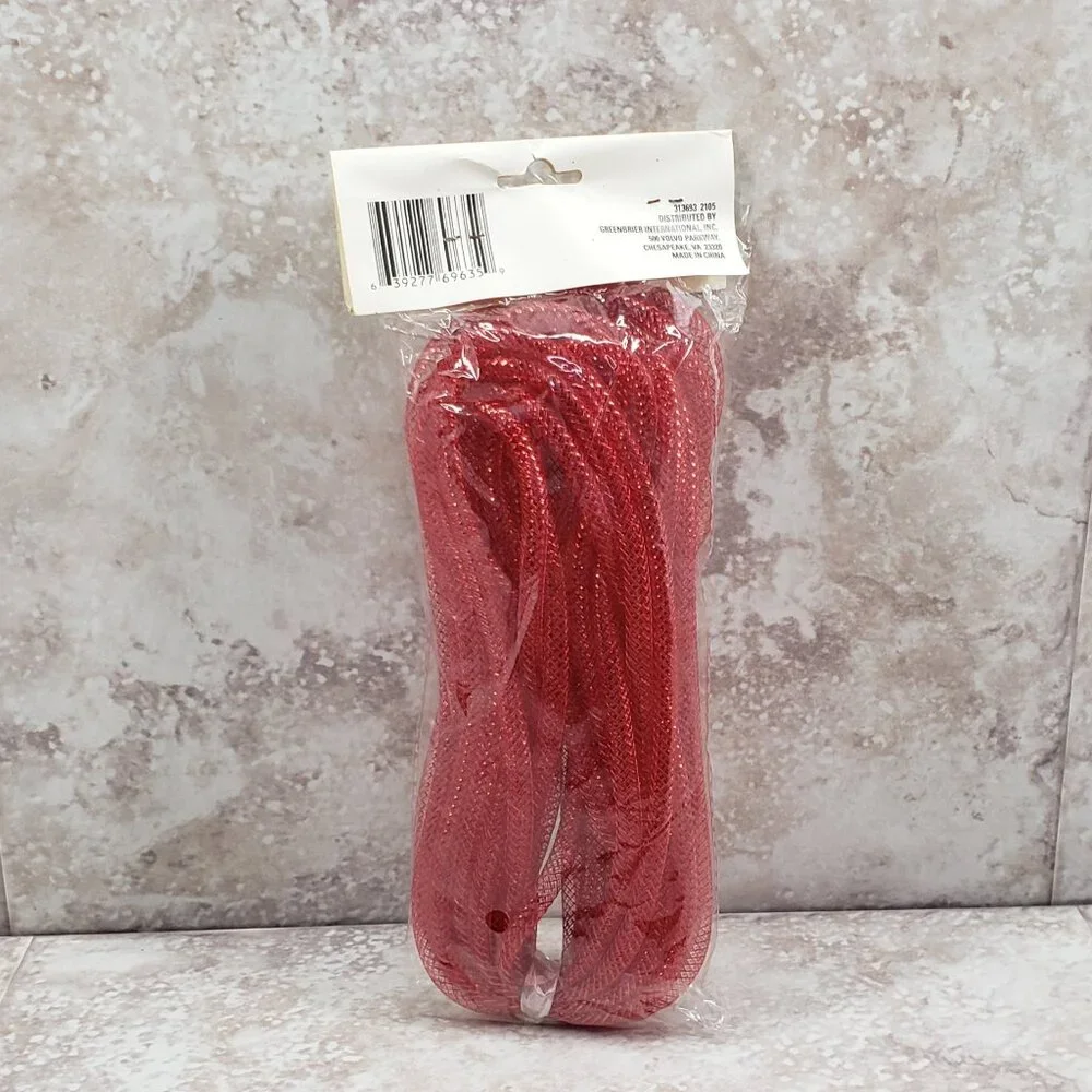 Arts Crafts Decorative Floral Garden Mesh Garland Plastic Red Tubing 36 ft